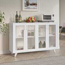 Kitchen Buffet Server Table Accent Sideboard Cupboard Server Buffet Console Table With Doors Cabinet 49inch, Black White - SDBD02WHBG020002 - View 11