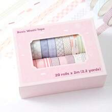 20 Rolls Macaron Washi Tape Set, Rainbow Color Masking Tape Set, 10mm (0.4 Inch) Wide, Colorful Decorative Tape For School Supplies, DIY Arts & Crafts, Scrapbooking, Journaling, Notebooks, Planners And Stationery - Rainbow Decorative Washi Tape - View 3