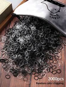 1000/2000入 黑色透明一次性橡皮筋 小號 女款時尚百搭高彈力髮圈 適用公主髮型與高馬尾 - 彩色 - 查看 5