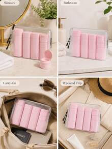 6pcs Travel Set, Includes Shampoo, Body Wash, Lotion, Cream Bottle, Empty Cosmetic Containers, Portable Storage Set - Multicolor - View 6