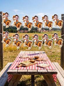 8/16/24pc Custom Photo Western Cowboy Garland, Personalized Riding Horse Banner, Rustic Barn Rodeo Country Banner,Men Birthday Party Decor,Farm Backdrop Decor,Western Themed Banner - Multicolor - View 6