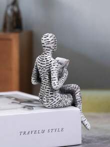 1pc Resin Reading Figurine Home Decor Ornament, Reading Style, Home Decoration Accessory, Best Choice, Autumn Decor, Room Decoration - Multicolor - View 10