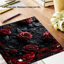 2D FLAT Baroque Relief Red & Black Rose Decorative Paper 24 Sheets 6*6 Inch Vintage Dark Pattern Scroll Black & White Rose Distressed Scrapbook Background Paper Gothic Dark Atmosphere Material Niche Vintage Scrapbook, Dark Valentine's Day Card, Decorative Painting, Anniversary Gift Wrapping DIY Material - Square - View 5