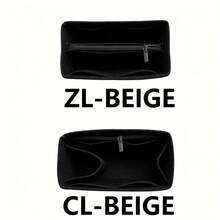 Organizador de bolso forrado de fieltro, bolsa de maquillaje de múltiples bolsillos, bolsa interior portátil para bolso - Negro - Ver 6