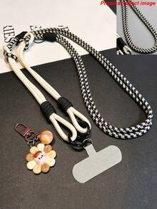 2 peças/1 peça Cordão para Telefone, Cordão para Telefone 2 em 1 Dopamina Menina Doce Rosa & Verde Bloco de Cor, Longo Transversal + Curto de Pulso Uso Duplo, Corda Trançada à Mão com Nó e Pingente de Flor de Desenho Animado, Acessório de Telefone Portátil Anti-Perda, Encanto de Bolsa e Chave para Passeio e Deslocamento Diário de Meninas, Pulseira para Smartphone, Halloween - Multicolorido - Visão 9