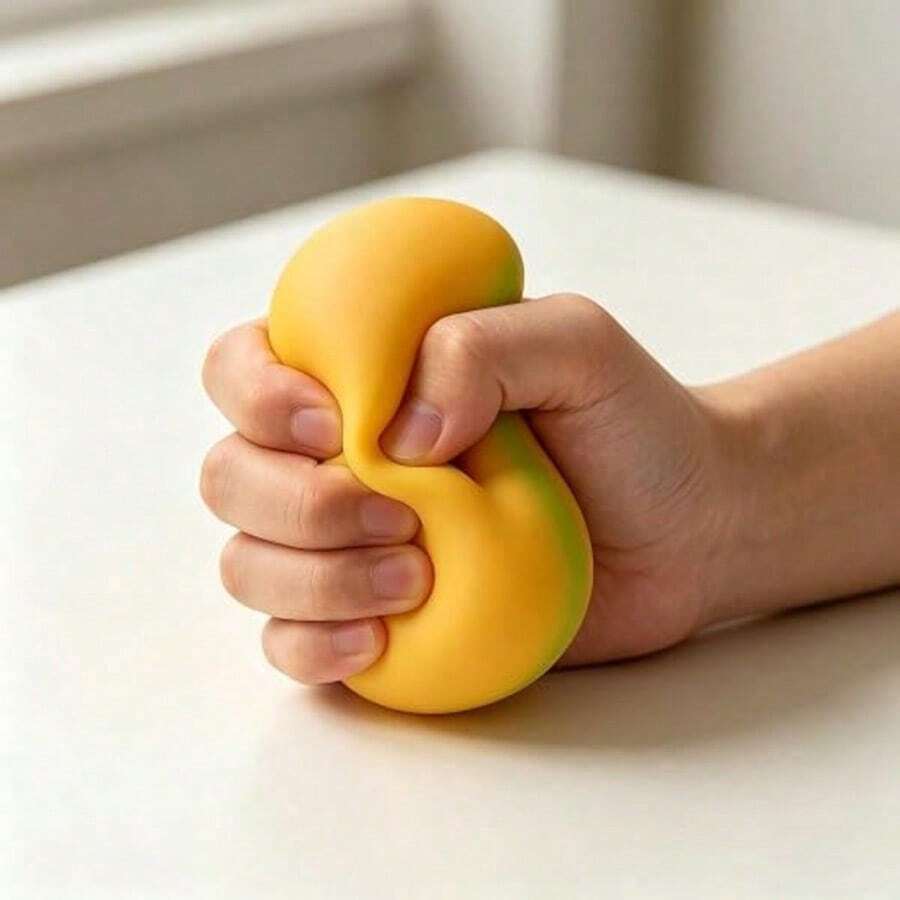 Mango Shaped Slow Rebound Stretchable Elastic Squeeze Toy, Skin-Friendly Stress Relief Sensory Toy, Portable Daily Commute Bedroom Leisure Venting Toy, Suitable For All Ages As A Small Gift - Multicolor - View 1