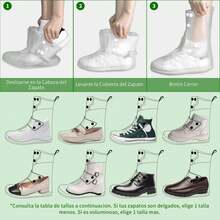 1 par de cubiertas plegables y portátiles para zapatos de lluvia en color Blanco, resistentes al deslizamiento e impermeables, con Top alta, en diferentes tallas, adecuadas para exterior, escuela, oficina, hogar, viaje, ciclismo y almacenamiento de zapatos en días lluviosos. - Blanco 1 par - Ver 7