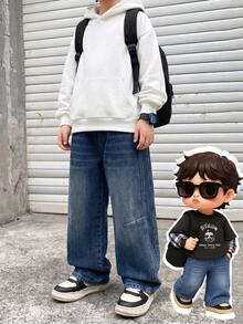 Loose Fit Fashion Denim Jeans For Big Boys - Medium Wash - View 4