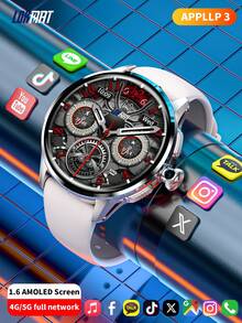 LOKMAT APPLLP 3 Smartwatch 1.6 Inch AMOLED Screen 480*480 Resolution Compatible SIM Card Support 2G/3G/4G/5G Phone Cards Independent Calls Wi-Fi Music Playback Games Phone Watch HD Dual Camera Android Phone Watch Can Download Third-Party APP Applications - View 1