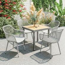 Set Of 4 Garden Chairs, UV-Resistant Plastic Chairs With Armrests And Backrest, 56 X 51 X 84 Cm, Grey - Grey - View 9