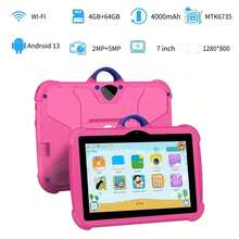yesido 4GB RAM + 64GB ROM / 7-Inch Tablet / Quad-Core 1.3GHz / Android 13 MTK8321 / 1280x800 HD IPS Display / 2MP+5MP Camera / 4000mAh Battery / WiFi, Parental Control, Education, Games / ABS Plastic + Silicone, Educational Tablet - Pink - View 3