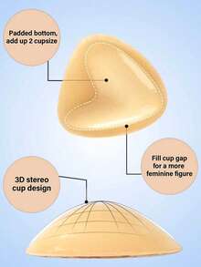 1 Pair Double-Sided Self-Adhesive Thickened Invisible Breast Pads, Small Chest Enhancing Inserts For Bras And Bikini Swimwear - Multicolor - View 4