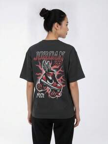 Jordan Women's AS W J SS GF GFX TEE SK8 Short Sleeve Knit Collarless T-Shirt TIM7133-045 - Coal Black - View 2