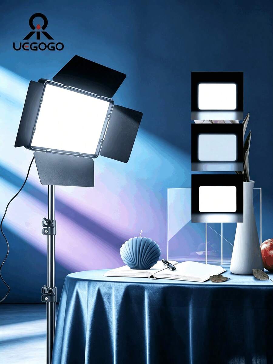 UEGOGO 10-Inch Professional LED Fill Light Kit With Adjustable Metal Tripod, Square Fill Light, USB Powered, 3 Lighting Modes, Suitable For Photography, Live Streaming, Video Recording, Video Calls And Studio Shooting