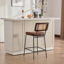 Modern Bar Stool High Gloss Finish - Set Of 2 - Brown - View 10