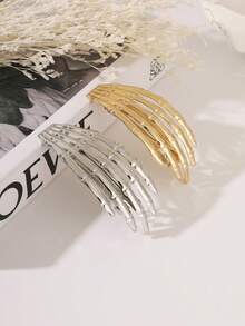 1pc Minimalist Retro Half-Up Hair Clip, Solid Color Geometric Metal Spring Clamp,Hair Claws,Bobby Pin - Multicolor - View 8
