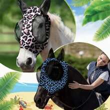2pcs Leopard Print Horse Face Mask, M/L Size Optional, Comfortable Horse Face Mask With Ears, UV Protection And Sun Protection, Soft And Lightweight, Breathable, Mosquito And Fly Proof - Decorative - View 3