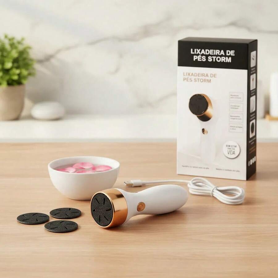 Lixa Pés Storm Recarregável  USB Removedor de Calos Premium - Branco - Visão 1