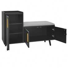 Modern Shoe Storage Bench With Seat - Black - 黑色 - 查看 7
