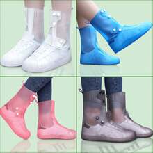 1 par de cubiertas plegables y portátiles para zapatos de lluvia en color Blanco, resistentes al deslizamiento e impermeables, con Top alta, en diferentes tallas, adecuadas para exterior, escuela, oficina, hogar, viaje, ciclismo y almacenamiento de zapatos en días lluviosos. - Gris 1 par - Ver 8