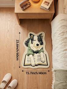 DAJIANG 1件裝柯利犬閱讀書不對稱造型地毯，廚房地毯、走廊地毯，適用於浴室、廚房、戶外、室內、走廊、臥室、客廳、床邊，裝飾地毯，可機洗，易清潔，玄關墊，防滑底背 - 學霸小汪 - 查看 13