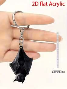 1pc 2D Flat Acrylic Bat Shaped Pendant, Suitable For Car Rearview Mirror, Bag Accessory, Home Decor, Ideal For Halloween, Birthday And Party Small Gift, Also Functions As Kitchen Decoration, Creative Holiday Gift - One Size Fits All - View 1