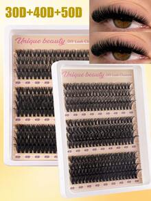 240pcs 30D+40D+50D/60D+80D+100D Mixed Plush Eyelash Extension Set, Individual Eyelash Extension Pieces For Length, Volume And Curl, 10-16mm Mixed Tray Lashes, Wedding Bridal Makeup Tools, Black Eyelash Extension Set, Large Capacity Personal Eyelash Extension Book, Suitable For Home Use, Black Single Cluster Lashes For Daily Makeup, Upgraded Gift Box Eyelash Clusters, Eyelash Clusters, Single Lashes, False Eyelashes - View 3