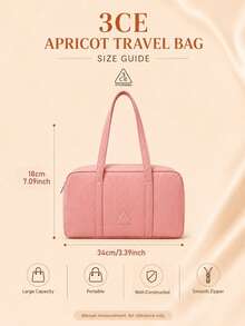 3CE Apricot Travel Bag, Non-Deformable, Hand-Carried Or Shoulder-Carried, Smooth Zipper Closure, Large Capacity Storage, Daily Makeup Storage - Apricot - View 4