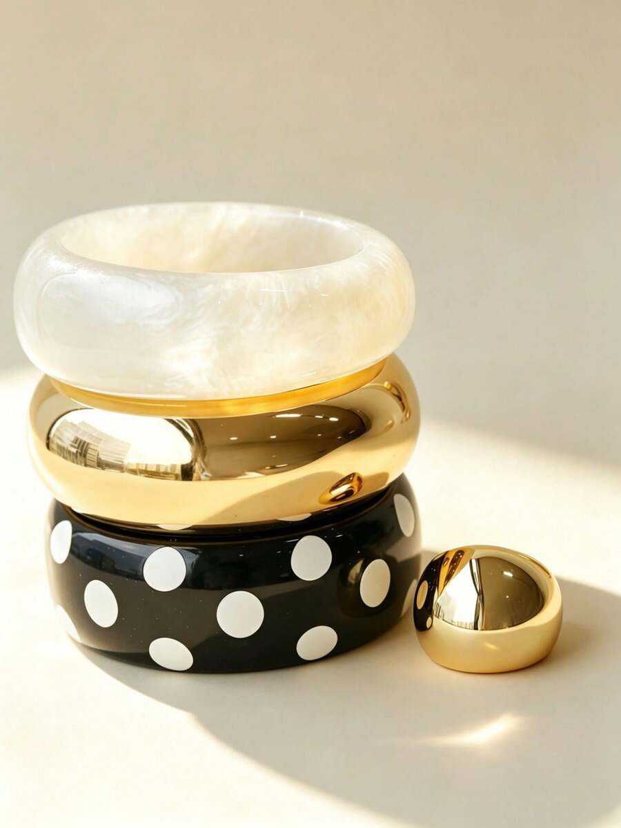 Conjunto de pulseras geométricas exageradas, uso diario, fiesta, vacaciones, accesorio de joyería versátil de estilo bohemio - Pulsera - Modelo premium - Ver 1