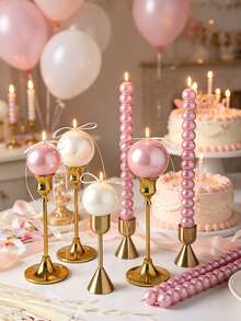 Pearl Long Candles, Pearl Gloss Smokeless Candles, New Pearl Candle Holder, Suitable For Holiday Candlelight Dinner Decoration, Wedding Venue Decoration, Birthday Party, Christmas, Halloween Holiday Party Decoration - Multiple Styles - View 2