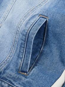 Men's Casual Fur Collar Denim Jacket Streetwear Multi-Pocket Fashion Versatile - Blue - View 8