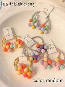 10pcs Children's Multicolor Flower Petal Hair Ties, Princess Floral Hairbands - 彩色 - 查看 2