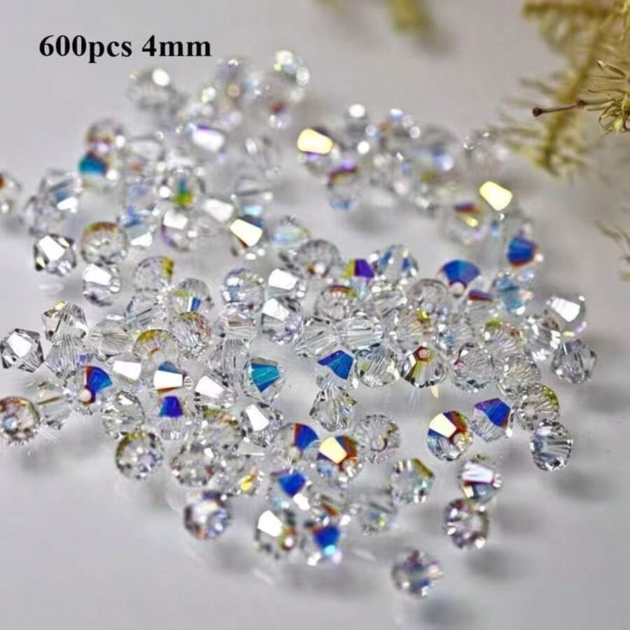600PCS 4mm AB Faceted Beads, Colorful DIY Beads For Suncatcher Making, Jewelry, Bracelet, Necklace & Craft Projects - Colorful - View 1