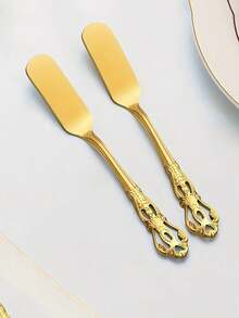 4/6pcs Elegant Stainless Steel Butter Knife Metal Jam Spreader Exquisite Handle Suitable For Breakfast/Sandwich/Peanut Butter/Cheese Kitchen Accessories - View 6