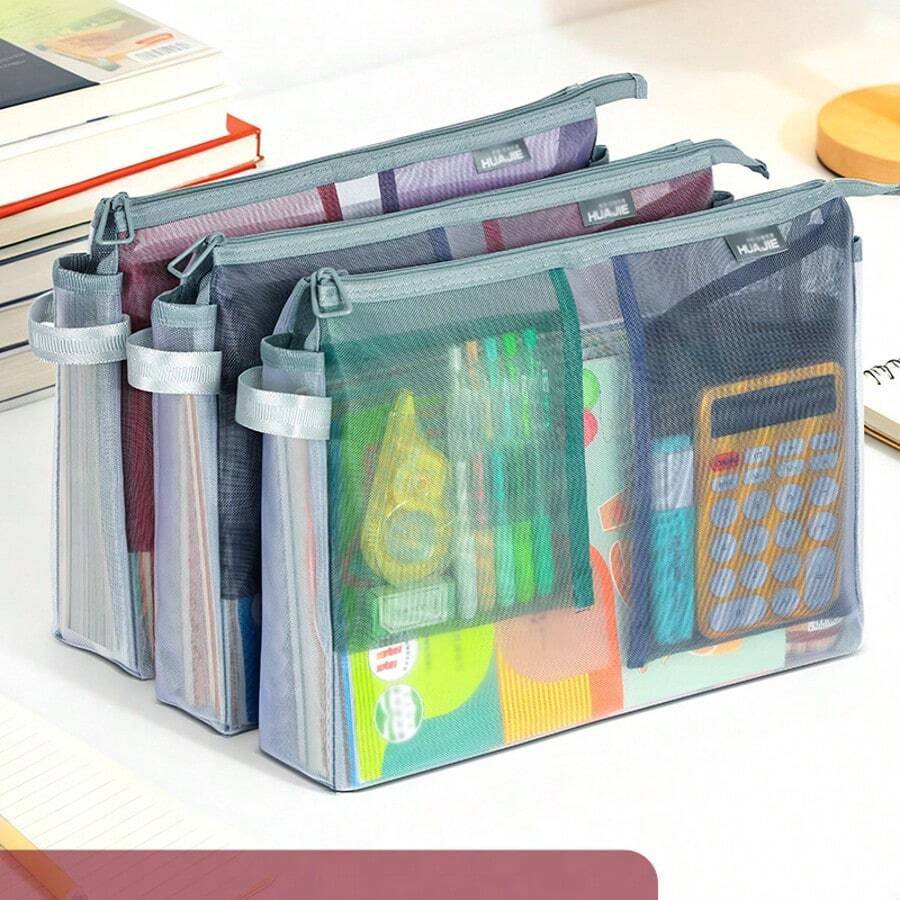HUAJIE Tas Dokumen Jaring Genggam Portabel, Map Berkas Ritsleting Multi Kompartemen, Kantong Penyimpanan Alat Tulis Ringan untuk Sekolah, Kantor, dan Pengatur Pekerjaan Rumah, Musim Kembali ke Sekolah - Sepotong Tunggal - View 1