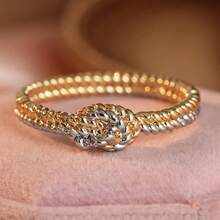 Gmzalx Women's Twisted Rope Braided Ring, Vintage Textured Design, Suitable For Daily Commute, Date, Vacation - Two-color - View 7