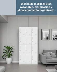 Locker Metalico 12 Puertas Casilleros Oficina Chapa ,  uso de empleados y trabajadores clóset de acero duradero diseño moderno,gabinete de almacenamiento para el hogar,9x34x180 color blanco - Blanco - Ver 4