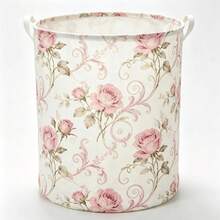1pc Pink Rose Print Large Foldable Storage Basket, 40CM/50cm Fabric Laundry Hamper, Sundries Storage Bin, Suitable For Bedroom, Living Room, Bathroom, Laundry Room Multi-Scenario Storage - View 6