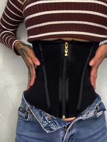 Waist Trainer Belt With Zipper Girdle High Compression Body Shaper For Women Underbust Corset Latex Waist Cincher Fall Wedding Halloween Costume Women - Multicolor - View 6