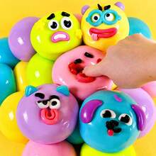 1pc Multicolor DIY Expression Face Squeeze Stress Relief Toy, Replaceable Eyebrows And Mouth Animal Squishy, Elastic Smooth Hand Pressure Relief Toy, Creative Cartoon Bag Charm, Suitable For Teenagers Daily Relaxation - 彩色 - 查看 8