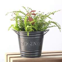 1/2/3pcs American Vintage Letter Double-Ear Metal Flower Pot, Suitable For Succulent Plants, Cosmetic Storage, Desktop Organizer, Living Room/Outdoor Garden Decor, Pen Holder, Flower Bucket - Flowerpot - View 6