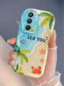 奶油色多巴胺波浪荷葉邊軟 TPU 紋理創意卡通海洋沙灘手機殼，適用 Galaxy S21 S22 S23 S24 S25 S26/Honor 及其他機型 - 白色 - 查看 1