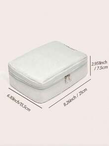 Polyester Storage Bag, Minimalist Portable Toiletry Storage Bag, Ideal For Packing Cosmetics, And Travel Essentials,Boho Vibes,Christmas Decorations - Light Grey - View 8