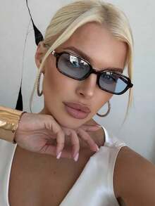 A Pair Of Compact Rectangular Frame Fashion Glasses, Suitable For Vacation, Travel, Sports, Driving, Festivals, Beach, Music Festivals, Outings, Summer Accessories, Holidays, Family Trips, Elegant Outfits, Street Style Accessories, Sports, Parties, Outdoor Activities, Street Looks, Fishing, Summer Beach Vacation, Outdoor, Travel, Back To School Season College Style. Rectangular Frame - Orange - View 10