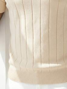 GRDR Men's Summer Ribbed Crew Neck Oversized Thin Knit Short Sleeve Sweater - Apricot - View 8