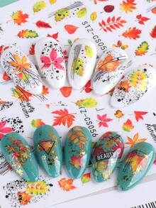 SWEET TREND 6 Peças Adesivos de Unhas de Outono 3D Autoadesivos, Decalques de Unhas com Folha de Bordo em Aquarela, Abóbora, Girassol, Xícara de Café, Linha Geométrica, Folha de Outono, Deslizadores de Colheita para Ação de Graças, Cottagecore, Uso Diário, DIY, Salão, Acessórios e Ferramentas de Manicure Doméstica - Multicolorido - Visão 9