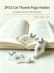 Thumb Cat Page Turner, Cute Cat Book Page Holder Thumb Bookmark, One-Handed Reading Aid Book Press, Portable Reading Accessory, Suitable For Book Lovers; Gift For Bookworms And Cat Lovers, 3D Printed Reading Book Stand - A - View 2