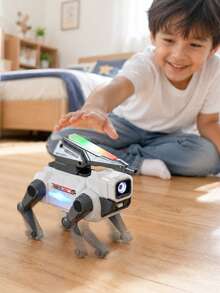 Robot Anjing Elektrik dengan Lampu, Suara, dan Musik, Mainan Edukasi Interaktif yang Bisa Berjalan, Mainan Sensorik untuk Anak Laki-laki, Mainan Anak, Mainan untuk Bepergian - Anjing robot putih - View 3