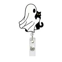 1pc Halloween Ghost Black Cat Acrylic Retractable Badge Reel ID Holder - Multicolor - View 6