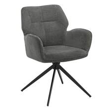 Set Of 2 Rotating Dining Chair With Metal Legs, Dark Grey - 深灰色 - 查看 3